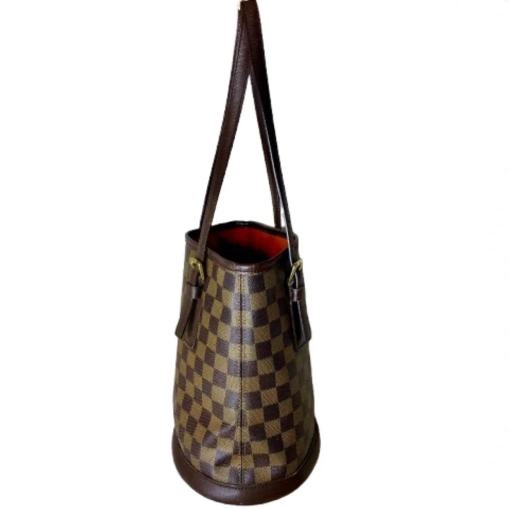 LOUIS VUITTON Damier Ebene Marais Bucket Bag w Interior Zip Pocket LV DUSTY